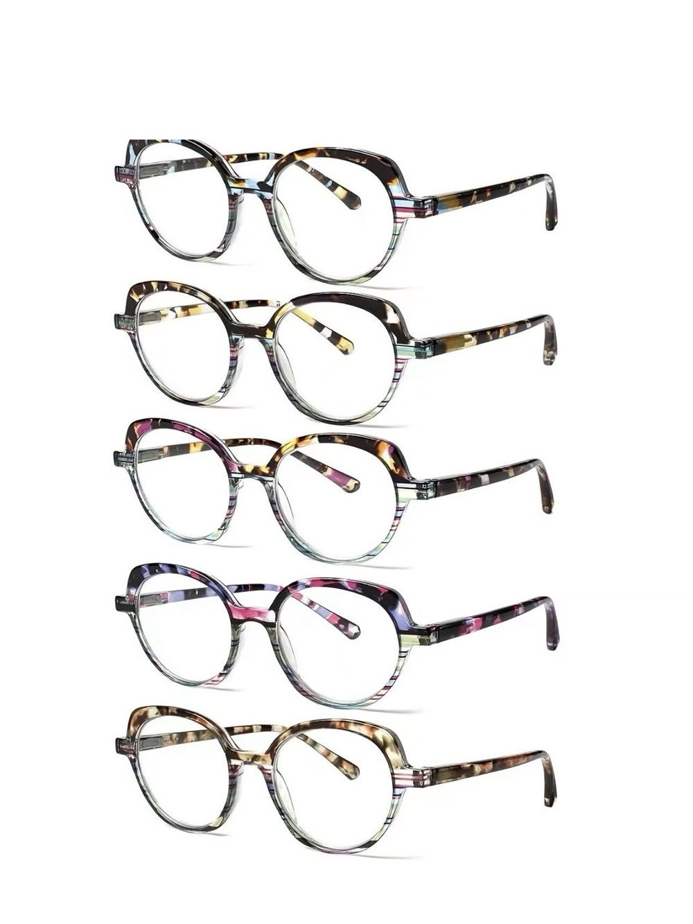 Multicolor Tortoiseshell Round Reading Glasses - Women's Fashion Frames
